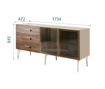 Комод 1.6м Bogemia Wood Wo (Ваниль) (Novabuk/Золото) БМКМ-4(Wo)[5]