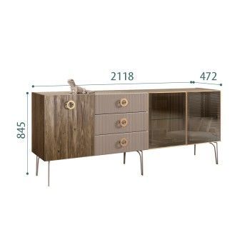 Комод 2.1м Bogemia Woodline Wood Fi (Мокка) (Lakobel/Золото) БМКМ-5[5][10]