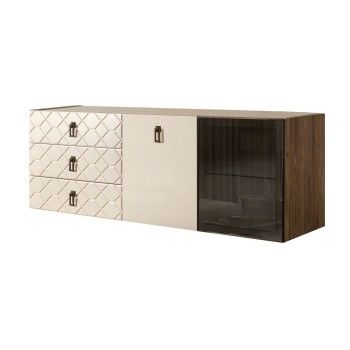 Комод 1.6м Bogemia Woodline Fly Fa (Слоновая кость) (Novabuk/Черный) БМКМ-4[5][10]