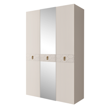 Шкаф 3-х дверный с зеркалом Bogemia Farfalle (Слоновая кость/Золото) БМШ1/3(Fa)