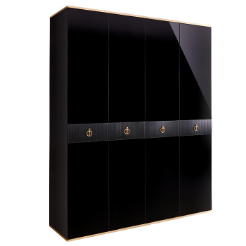 Шкаф 4-х дверный Римини СОЛО (Черный/Золото) РМШ2/4(s)