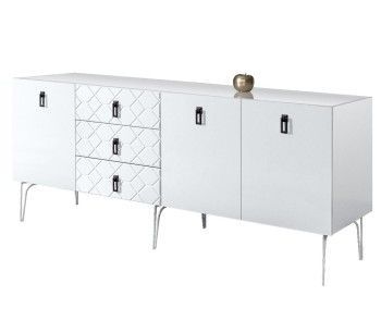 Комод 2.1м Bogemia Farfalle (Белый) (Lakobel/Черный) БМКМ-5(Fa)