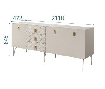 Комод 2.1м Bogemia Farfalle (Шелк) (Novabuk/Золото) БМКМ-5(Fa)