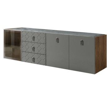 Комод 2.1м Bogemia Woodline Fly Fa (Серый) (Novabuk/Хром) БМКМ-5[4]