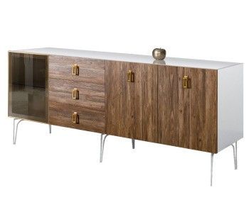 Комод 2.1м Bogemia Wood Fa (Белый) (Lakobel/Золото) БМКМ-5(Wo)[4]