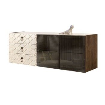 Комод 1.6м Bogemia Woodline Fly Fa (Слоновая кость) (Lakobel/Черный) БМКМ-4[5]