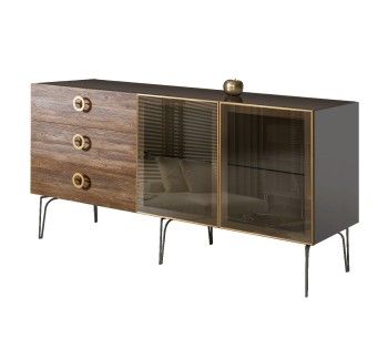 Комод 1.6м Bogemia Wood Fi (Серый) (Lakobel/Золото) БМКМ-4(Wo)[5]