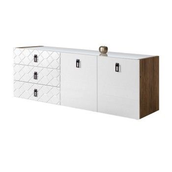 Комод 1.6м Bogemia Woodline Fly Fa (Белый) (Lakobel/Черный) БМКМ-4