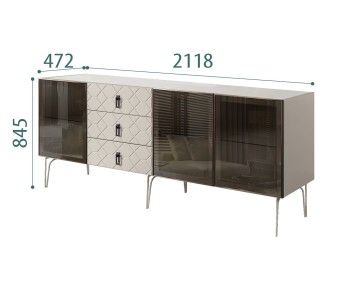 Комод 2.1м Bogemia Farfalle (Шелк) (Novabuk/Черный) БМКМ-5(Fa)[5]