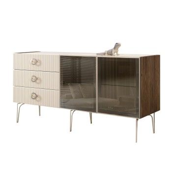 Комод 1.6м Bogemia Woodline Fi (Слоновая кость) (Lakobel/Хром) БМКМ-4[5]