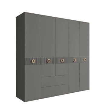 Шкаф 5-ти дверный с ящиками, Bogemia Fillini (Серый/Золото) БМШ2/51(Fi)