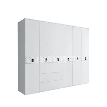 Шкаф 6-ти дверный с ящиками, Bogemia Farfalle (Белый/Черный) БМШ2/61(Fa)