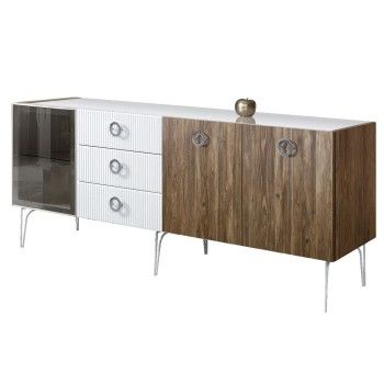 Комод 2.1м Bogemia Woodline Wood Fi (Белый) (Lakobel/Хром) БМКМ-5[4]