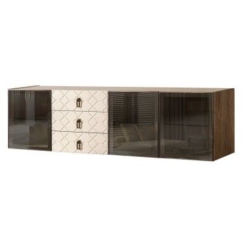 Комод 2.1м Bogemia Woodline Fly Fa (Слоновая кость) (Novabuk/Черный) БМКМ-5[5]