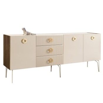 Комод 2.1м Bogemia Woodline Fi (Слоновая кость) (Lakobel/Золото) БМКМ-5