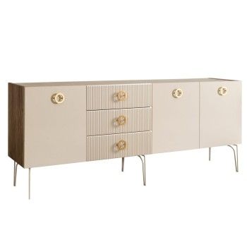 Комод 2.1м Bogemia Woodline Fi (Слоновая кость) (Novabuk/Золото) БМКМ-5