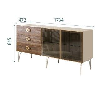 Комод 1.6м Bogemia Wood Fi (Ваниль) (Novabuk/Золото) БМКМ-4(Wo)[5]