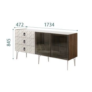 Комод 1.6м Bogemia Woodline Fa (Шелк) (Novabuk/Черный) БМКМ-4[5]