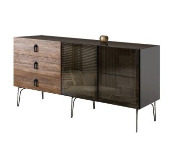 Комод 1.6м Bogemia Wood Fa (Серый) (Lakobel/Черный) БМКМ-4(Wo)[5]