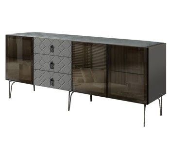 Комод 2.1м Bogemia Farfalle (Серый) (Novabuk/Черный) БМКМ-5(Fa)[5]