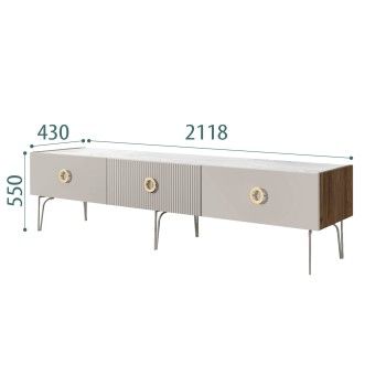 Тумба телевизионная 2.1м Bogemia Woodline Fi (Шелк) (Novabuk/Золото) БМТ-2[10]