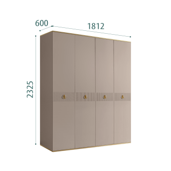 Шкаф 4-х дверный Римини СОЛО (Мокка/Золото) РМШ2/4(s)