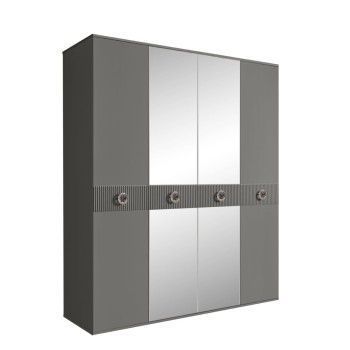 Шкаф 4-х дв. с зеркалами Bogemia Fillini (Серый/Хром) БМШ1/4(Fi)