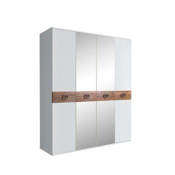 Шкаф 4-х дв. с зеркалами Bogemia Wood Fi (Белый/Хром) БМШ1/4(Wo)