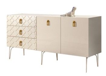Комод 1.6м Bogemia Farfalle (Слоновая кость) (Lakobel/Золото) БМКМ-4(Fa)