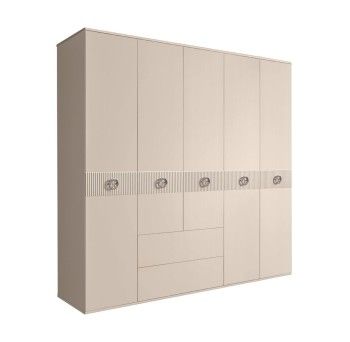 Шкаф 5-ти дверный с ящиками, Bogemia Fillini (Ваниль/Хром) БМШ2/51(Fi)