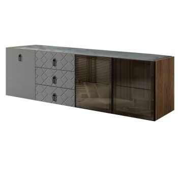 Комод 2.1м Bogemia Woodline Fly Fa (Серый) (Novabuk/Черный) БМКМ-5[5][10]