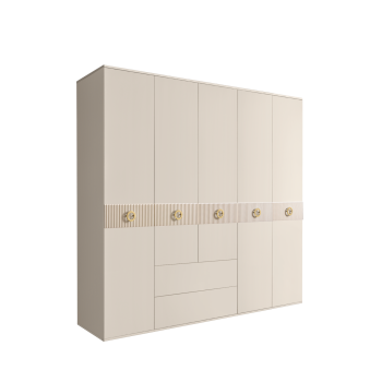 Шкаф 5-ти дверный с ящиками, Bogemia Fillini (Слоновая кость/Золото) БМШ2/51(Fi)