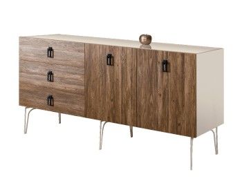 Комод 1.6м Bogemia Wood Fa (Слоновая кость) (Lakobel/Черный) БМКМ-4(Wo)