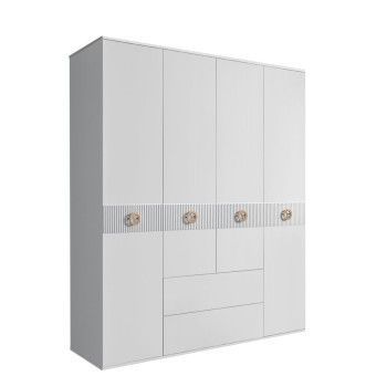 Шкаф 4-х дверный с ящиками, Bogemia Fillini (Белый/Золото) БМШ2/41(Fi)