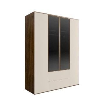 Шкаф 4-х дв. с ящиками Bogemia Woodline Air (Слоновая кость/Золото) БМШ2/42(2)