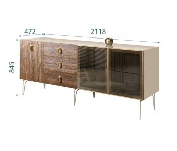 Комод 2.1м Bogemia Wood Fa (Ваниль) (Lakobel/Золото) БМКМ-5(Wo)[5][10]