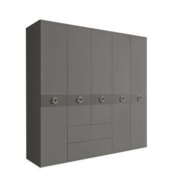 Шкаф 5-ти дверный с ящиками, Bogemia Fillini (Серый/Хром) БМШ2/51(Fi)
