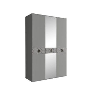 Шкаф 3-х дверный с зеркалом Bogemia Farfalle (Серый/Черный) БМШ1/3(Fa)