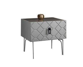 Тумба прикроватная Bogemia Farfalle (Серый) (Lakobel/Черный) БМТП-1(Fa)