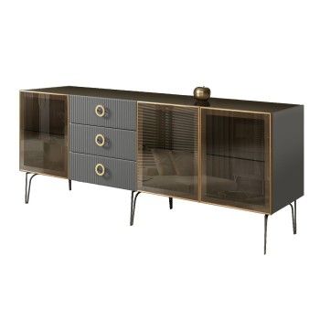 Комод 2.1м Bogemia Fillini (Серый) (Lakobel/Золото) БМКМ-5(Fi)[5]