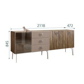 Комод 2.1м Bogemia Woodline Wood Fi (Мокка) (Lakobel/Хром) БМКМ-5[4]
