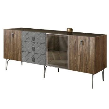 Комод 2.1м Bogemia Woodline Wood Fa (Серый) (Lakobel/Хром) БМКМ-5[4]