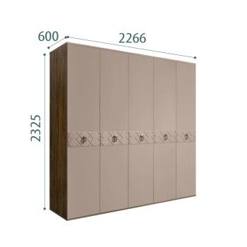 Шкаф 5-ти дв. Bogemia Woodline Fa (Мокка/Хром) БМШ2/5(Fa)