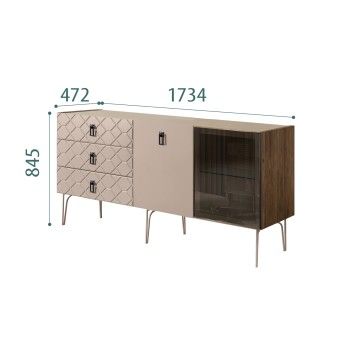 Комод 1.6м Bogemia Woodline Fa (Мокка) (Novabuk/Черный) БМКМ-4[5][10]