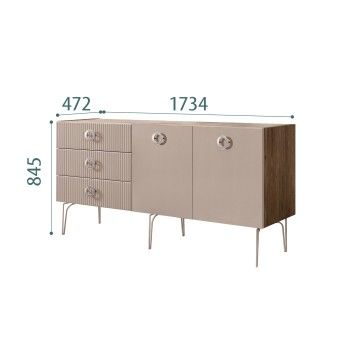 Комод 1.6м Bogemia Woodline Fi (Мокка) (Novabuk/Хром) БМКМ-4