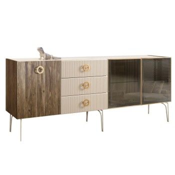 Комод 2.1м Bogemia Woodline Wood Fi (Слоновая кость) (Lakobel/Золото) БМКМ-5[5][10]