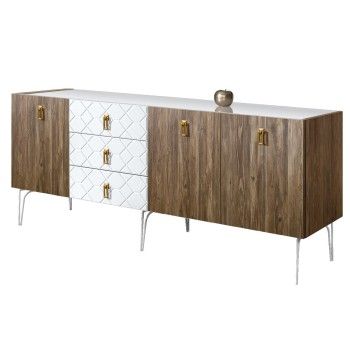 Комод 2.1м Bogemia Woodline Wood Fa (Белый) (Lakobel/Золото) БМКМ-5