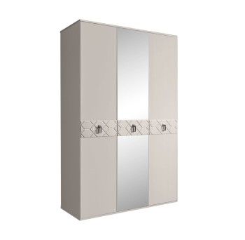 Шкаф 3-х дверный с зеркалом Bogemia Farfalle (Шелк/Хром) БМШ1/3(Fa)