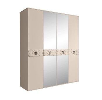 Шкаф 4-х дв. с зеркалами Bogemia Farfalle (Ваниль/Хром) БМШ1/4(Fa)