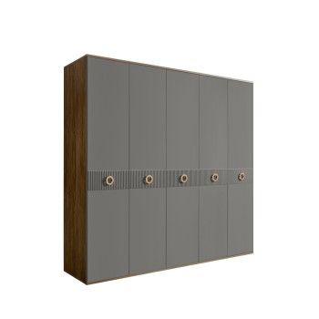 Шкаф 5-ти дв. Bogemia Woodline Fi (Серый/Золото) БМШ2/5(Fi)